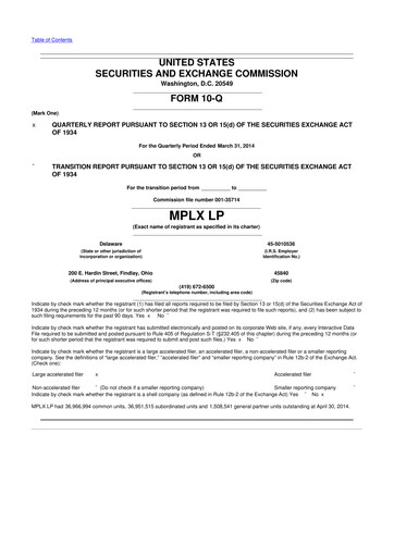 Thumbnail MPLX 10-Q Quarterly Report FY2014 