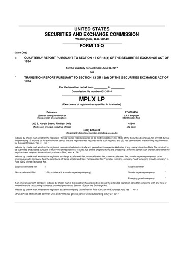 Thumbnail MPLX 10-Q Quarterly Report FY2017 