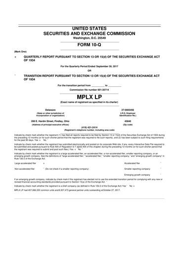 Thumbnail MPLX 10-Q Quarterly Report FY2017 