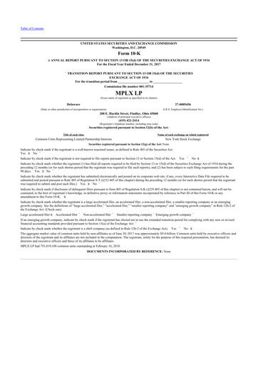 Miniature MPLX 10-K Rapport annuel 2017
