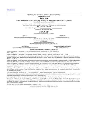 Miniature MPLX 10-K Rapport annuel 2018