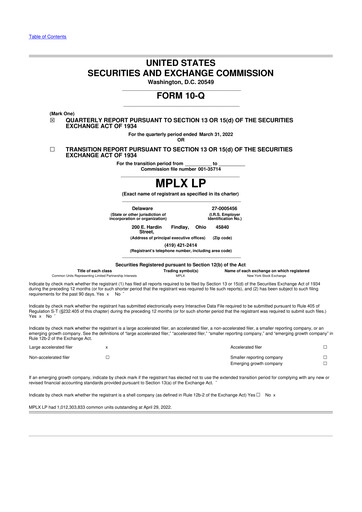 Thumbnail MPLX 10-Q Quarterly Report FY2022 