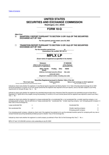 Thumbnail MPLX 10-Q Quarterly Report FY2022 