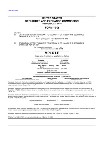 Thumbnail MPLX 10-Q Quarterly Report FY2023 