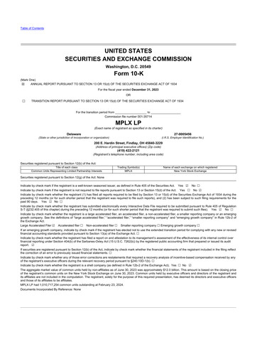 Miniature MPLX 10-K Rapport annuel 2023