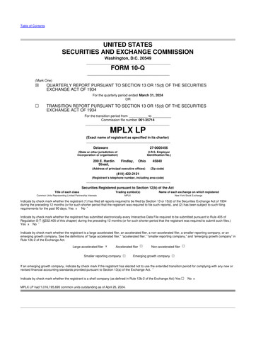 Thumbnail MPLX 10-Q Quarterly Report FY2024 