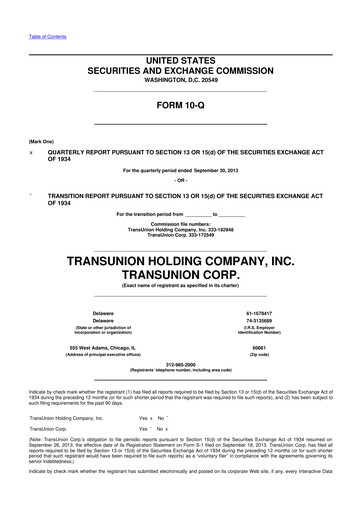 Vorschaubild TransUnion 10-Q Quartalsbericht  