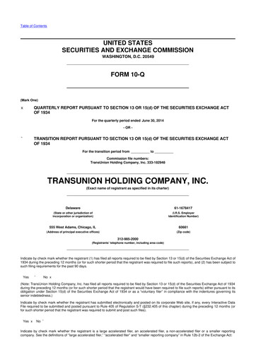 Vorschaubild TransUnion 10-Q Quartalsbericht 2014 