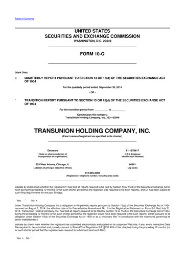 Vorschaubild TransUnion 10-Q Quartalsbericht 2014 