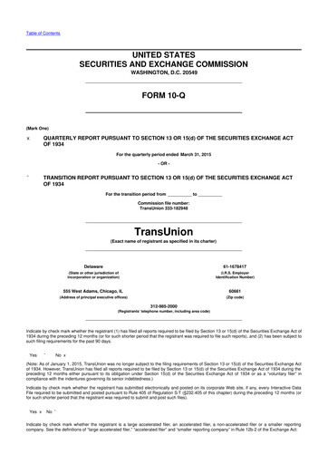 Vorschaubild TransUnion 10-Q Quartalsbericht 2015 