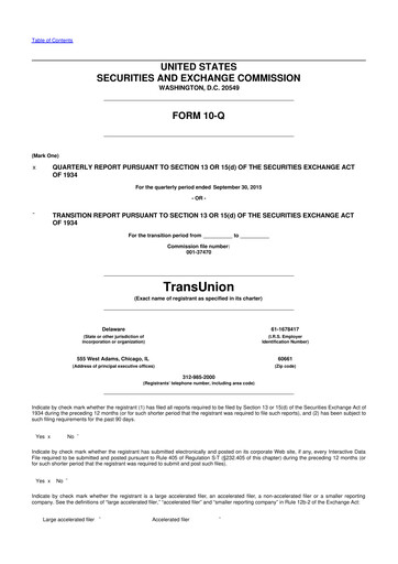 Vorschaubild TransUnion 10-Q Quartalsbericht 2015 
