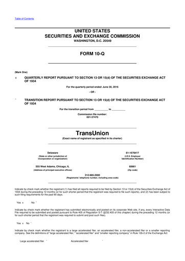 Vorschaubild TransUnion 10-Q Quartalsbericht 2016 