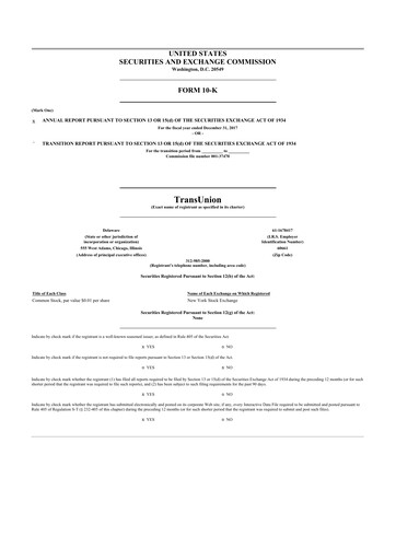 Thumbnail TransUnion 10-K Annual Report 2017