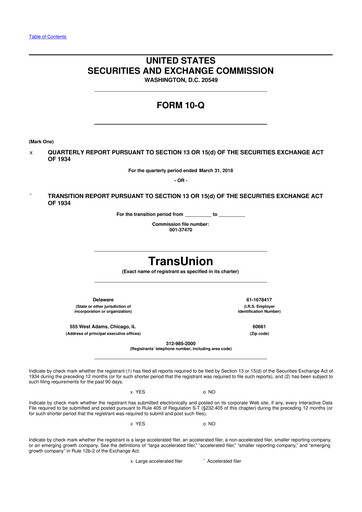 Vorschaubild TransUnion 10-Q Quartalsbericht 2018 
