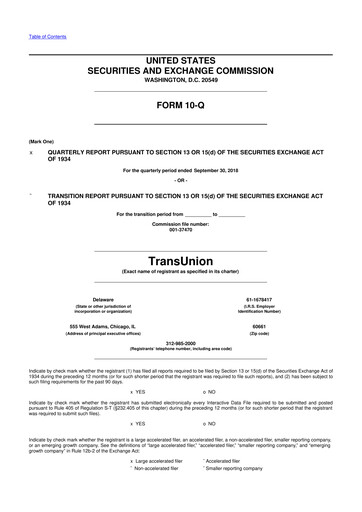 Vorschaubild TransUnion 10-Q Quartalsbericht 2018 