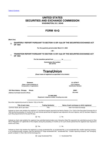 Vorschaubild TransUnion 10-Q Quartalsbericht 2020 