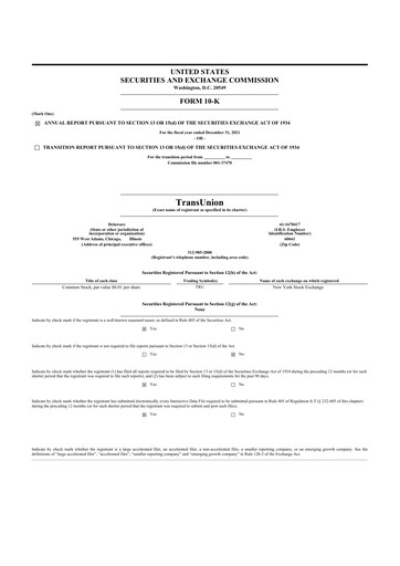 Thumbnail TransUnion 10-K Annual Report 2021
