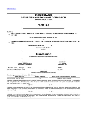 Vorschaubild TransUnion 10-Q Quartalsbericht 2024 