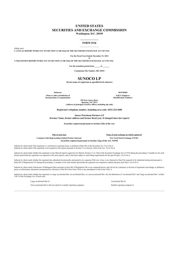 Thumbnail Sunoco 10-K Annual Report 2014