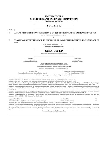 Thumbnail Sunoco 10-K Annual Report 2016