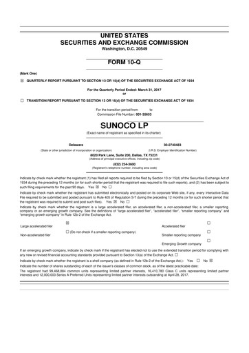 Thumbnail Sunoco 10-Q Quarterly Report FY2017 