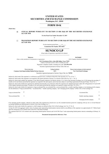 Thumbnail Sunoco 10-K Annual Report 2019