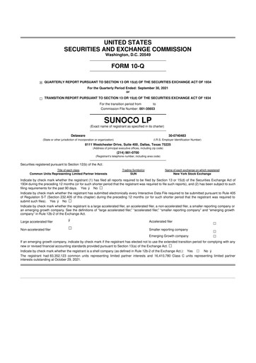 Thumbnail Sunoco 10-Q Quarterly Report FY2021 