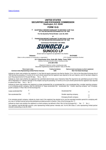 Thumbnail Sunoco 10-Q Quarterly Report FY2023 