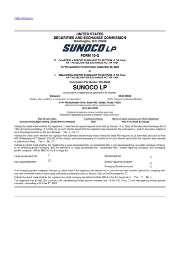 Thumbnail Sunoco 10-Q Quarterly Report FY2023 