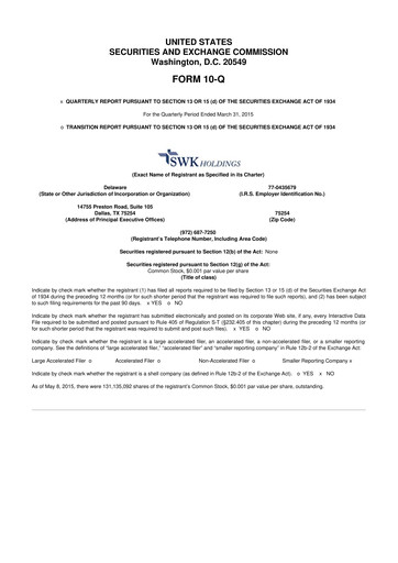 Thumbnail SWK Holdings 10-Q Quarterly Report FY2015 