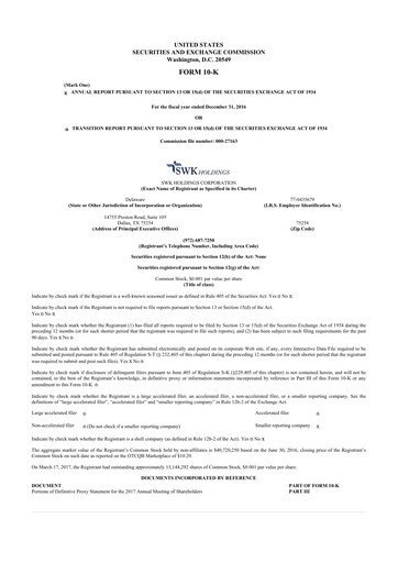 Thumbnail SWK Holdings 10-K Annual Report 2016