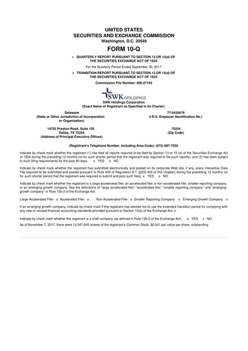 Thumbnail SWK Holdings 10-Q Quarterly Report FY2017 