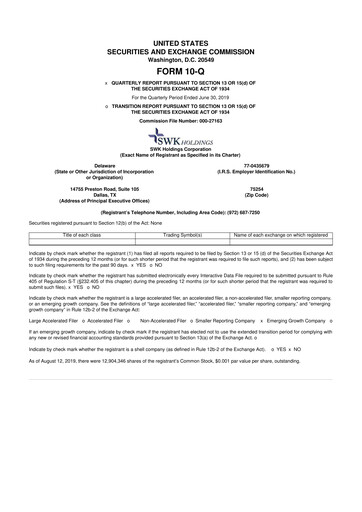 Thumbnail SWK Holdings 10-Q Quarterly Report FY2019 