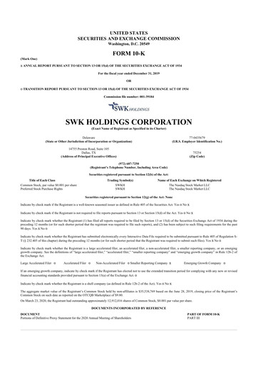 Thumbnail SWK Holdings 10-K Annual Report 2019