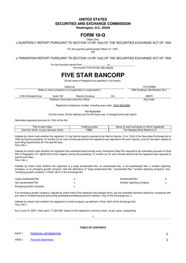 Thumbnail Five Star Bancorp 10-Q Quarterly Report FY2021 