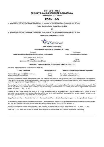 Thumbnail SWK Holdings 10-Q Quarterly Report FY2022 