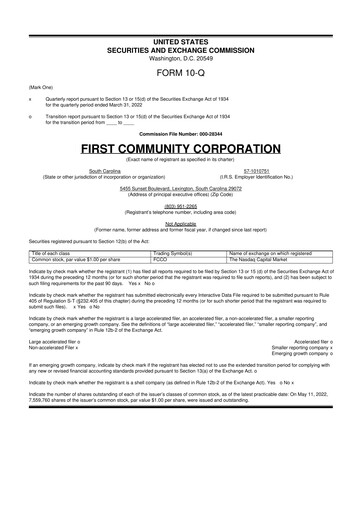 Thumbnail First Community Corporation 10-Q Quarterly Report FY2022 