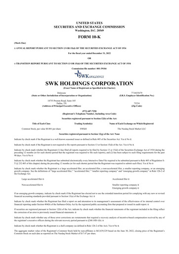 Thumbnail SWK Holdings 10-K Annual Report 2022