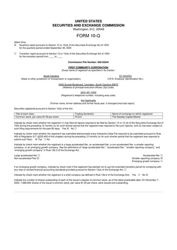 Thumbnail First Community Corporation 10-Q Quarterly Report FY2025 
