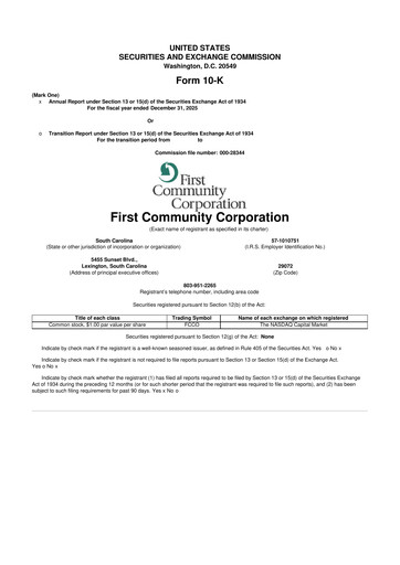 Thumbnail First Community Corporation 10-K Annual Report 2025