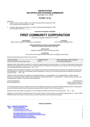 Thumbnail First Community Corporation 10-Q Quarterly Report FY2026 