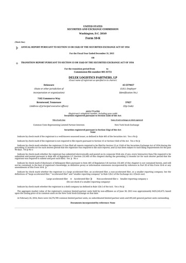 Thumbnail Delek Logistics Partners 10-K Annual Report 2015