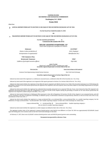 Thumbnail Delek Logistics Partners 10-K Annual Report 2016