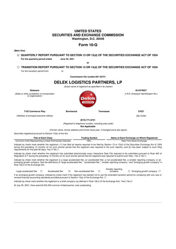 Thumbnail Delek Logistics Partners 10-Q Quarterly Report FY2021 