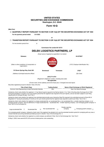 Thumbnail Delek Logistics Partners 10-Q Quarterly Report FY2023 