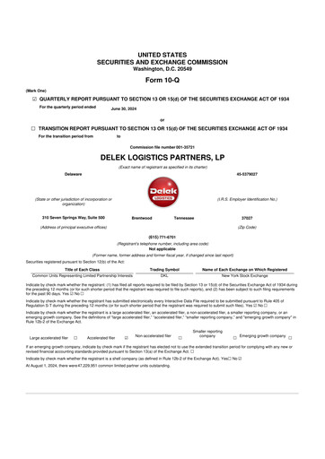 Thumbnail Delek Logistics Partners 10-Q Quarterly Report FY2024 