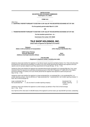 Thumbnail Tile Shop Holdings 10-Q Quarterly Report FY2016 