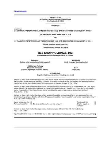 Thumbnail Tile Shop Holdings 10-Q Quarterly Report FY2016 