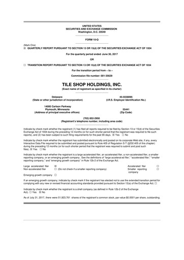 Thumbnail Tile Shop Holdings 10-Q Quarterly Report FY2017 