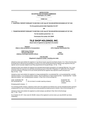 Thumbnail Tile Shop Holdings 10-Q Quarterly Report FY2017 
